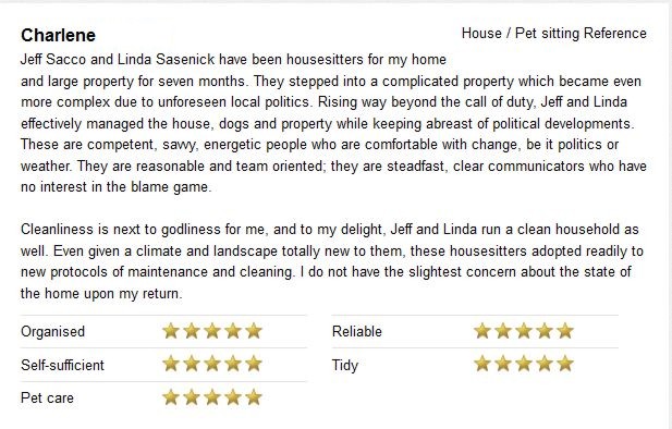 Letters of Reference - 5 Star Housesitters | 5 Star ...
