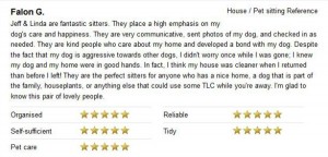 Housesitting petsitting reference for Southern California