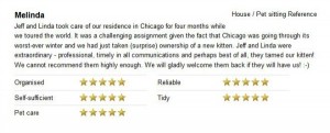 Housesitter and petsitter reference for Chicago cat sit